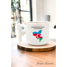 Azerbaycan Tasarımlı Baskılı T Kupa Bardak , Azeri, Bakü, Qarabağ, Karabağ, Baskılı Kupa Bardağı 64 Beyaz