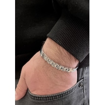 Silver Tamamı Paslanmaz Saf Çelik Şık Erkek Bileklik 5mm