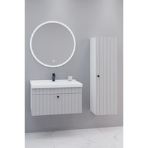 Alice 80 Cm Banyo Dolabı Orz Led Aynalı Gri - Boy Dolap Dahil Gri