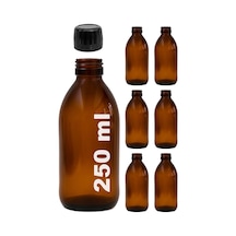Amber Ecza Şişesi, 250 Ml, Kahverengi Cam, Plastik Contalı Kilit Kapak, Hava Ve Sıvı Sızdırmaz, 28mm Ağız Çaplı, Parfüm Demlemek İçin Uygun, 6 Adet 250, Siyah Kapak