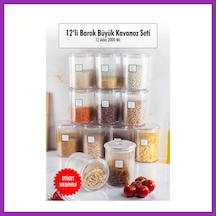 Bezos 12'li Barok Yuvarlak Büyük Kavanoz Seti & Saklama Kabı & Erzak Kabı 12 2000 Ml Bty