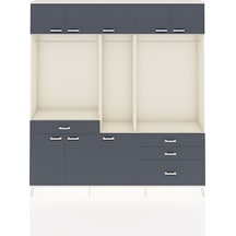 Arges Dolap 8 Raflı 4 Çekmeceli 3 Askılı 220x30x243 Aytaşı-antrasit/antrasit Antrasıt/antrasıt