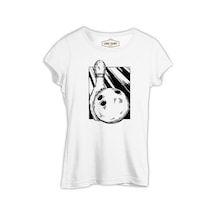 A Bowling Pin And Ball Beyaz Kadın Tshirt 001
