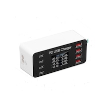 Powermaster Pm-26056 8 Port Usb+pd Şarj İstasyonu 4 Usb+ 4 Pd Beyaz