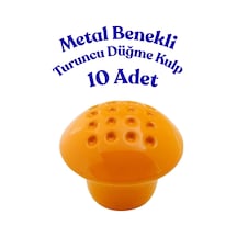 10 Adet Metal Benekli Yuvarlak Düğme Kulp - Çocuk Odası, Mutfak Ve Dolap İçin Modern Çekmece Kulbu Turuncu Turuncu