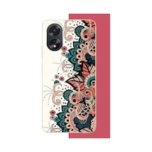 Oppo A38 Uyumlu Etnik Çiçek Deseni Baskılı Silikon Kılıf Renkli