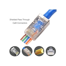 100 Adet Rj45 Cat6 Ftp Ez Konnektör Yeni Nesil Delikli Konnektör