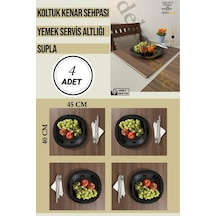 Ceviz 4 Adet Çok Amaçlı Koltuk Kenar Sehpası, Supla, Yemek Servis Altlığı Ceviz
