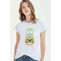 Komşum My Neighbor Totoro Baskılı Beyaz Kadın Tshirt (534308088)