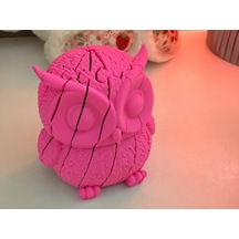 3d Baskı Hareketli Baykuş Figürü - Eklemli Flexi Oyuncak - Pembe
