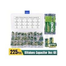 Chuangyinshop 225 Parça Yüksek Frekans Alüminyum Elektrolitik Kondansatör Seti 15 Değer 01uf 630uf Dıy