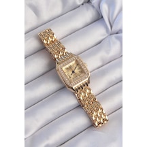 Mokashopin Erb Gold Renk Zirkon Taşlı Kare Model Roma Rakamlı Retro Kadın Saat Altın - 648635719 Altın