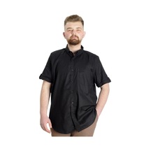 Mode Xl Büyük Beden Erkek Gömlek Gabardin Kısa Kol Tek Cep 23302 Siyah 001