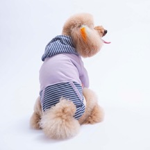 Lila Sera Stripe Köpek Hoodie Köpek Sweat Köpek Kıyafeti Kedi Kıyafeti