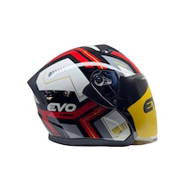 Kask Evo Marka Çenesiz Yarım Kask Siyah -Kırmızı