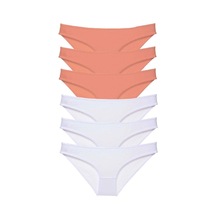 Biçomi 6 Adet Eko Set Likralı Kadın Slip Külot Pudra Beyaz Çok Renkli