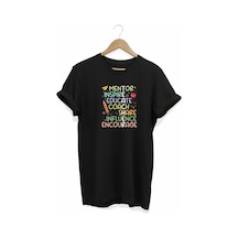 Defymoda 24 Kasım Öğretmenler Günü Hediye Temalı Oversize Bisiklet Yaka T-shirt - Siyah