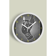 Tarot Destanı - Sihirbaz Modern Duvar Saati - 30cm - Önü Camlı Beyaz Kasa - Sessiz Mekanizma Beyaz