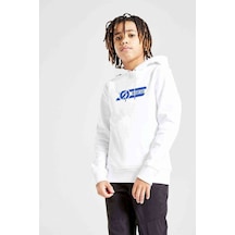 Tshirthane Ssparco Baskılı Unisex Çocuk Kapüşonlu Beyaz Sweatshirt Beyaz