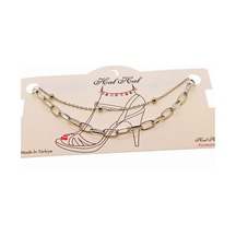 Gümüş Renk Top Ve Oval Dikdörtgen  Zincir Halhal  - 1820 Gümüş