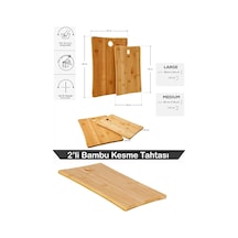 2 Boy Bambu Kesme Tahtası Seti, Bambu Kesim Tahtası, Bambu Et Tahtası Pratik Ve Dayanıklı 2 B Diğer