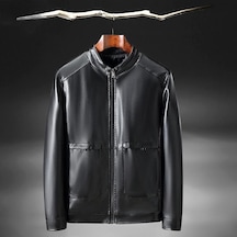 İlkbahar Ve Sonbahar Yeni Erkek Moda Giysileri Ince Erkek Ayakta Boyun Ceket Rahat Erkek Ceket Siyah