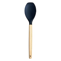 Ahşap Saplı Silikon Mutfak Servis Ve Yemek Hazırlama Düz Spatula, Siyah, 1 Adet 0