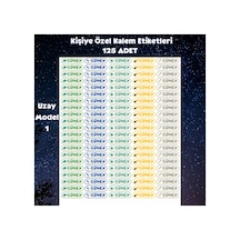 Kişiye Özel Uzay Temalı Kalem Etiketi 125 Adet - İsim Yazılı Sticker Diğer