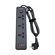 Tr 6in1 Power Strip 2500w Akım Korumalı Çoklu Priz, 3 Ac  , 2x Qc18w Usb-a, Pd30w Usb-c Hızlı Şarj, 150 Cm Ka 0