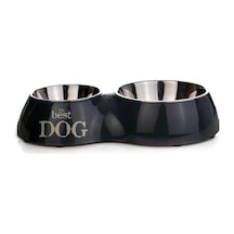 Köpek İkili Mama Ve Su Kabı, Paslanmaz Çelik, 37x22cm, 350ml Ve 700ml