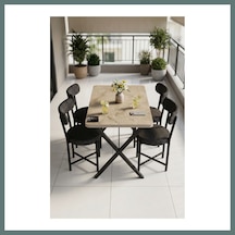 Bezos Mutfak Masası 4 Sandalyeli Set 110x70 Cm Modern Bahçe Cafe Masa Takımı 4 Kişilik Tedy 9883 Anstrasit Ventra Çok Renkli