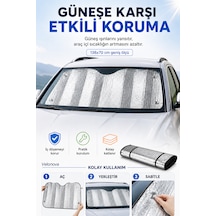 136x70 Cm Araç Ön Cam Güneşliği Katlanabilir Isı Yansıtıcı Oto Koruyucu 136 X 70