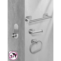 Kendinden Yapışkanlı Banyo Seti 4lü Krom Krom