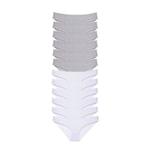 12 Adet Süper Eko Set Likralı Kadın Slip Külot Gri Beyaz Standart