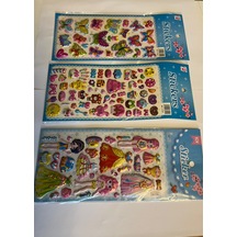 Eğitici Çocuk Sticker Etiket Oyunu 3 Kartela Birden  Kelebek Prenses