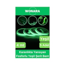 Premium Karanlıkta Yansıyan Yapışkanlı Işık Veren Fosforlu Fotolümen Yeşil Şerit Bant 4 Mt 5 Adet