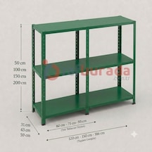 3 Katlı Duble Renkli Dekoratif Çelik Raf - Çiçeklik Rafı, Ofis Rafı-varyant Nedeniyle İptal Yeşil-31x60 Cm-100 Cm-1.00 Mm