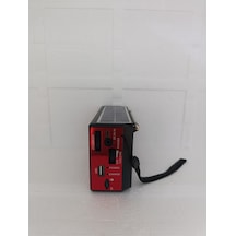 Solar Fm Radyo Bluetooth Hoparlör Mp3 Çalar Usb.tf.aux Çalar El Feneri - Kırmızı- Tek Ebat