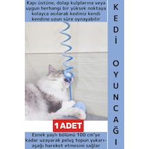 Evcil Hayvan Pet İlgi Çekici Sevimli Eğitici Elastik Yaylı Asılabilir Peluş Kedi Oyun Oltası 100 Cm