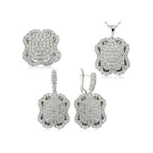 Gümüş Beyaz Taşlı Bayan Set St1270082 Gümüş
