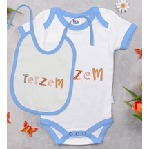 Bk Kids Teyzem Tasarımlı Mavi Bebek Body Zıbın Ve Mama Önlüğü Hed Çok Renkli
