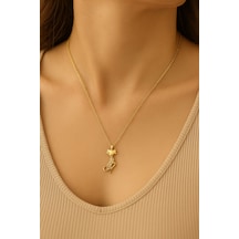 Gold, Tekli Zirkon Taşlı Kedi Kolye Gold - 227912670 Gold