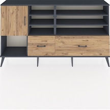 Arges Konsol 8 Raflı 2 Çekmeceli Tek Kapaklı 176x30x99 Antrasit-çam Atlas Çam - Antrasıt