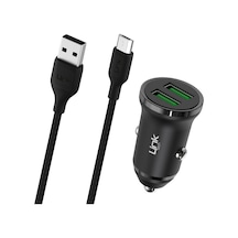 Linktech C481e 12w 2x Usb + Micro Usb Kablo Araç İçi Şarj Aleti Set Siyah