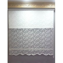 Brillant 1.Kalite Küçük Gül Desen Çift Mekanizmalı Tül Stor Pe...