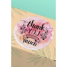 Thank You Çiçek Çelenkli Kargo Paket Sticker Etiketi 3x3cm St2059 Çok Renkli