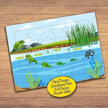 Göldeki Kurbağa Sürüsü Çocuklara Özel Puzzle Yapboz Tablo-23184