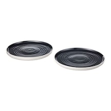 Ombonad Tabak Seti, 26 Cm Gri Renk 2 Li Rustik-stoneware Servis Sunum Tabağı