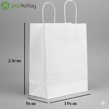 Beyaz Kraft Karton Çanta 19x9x23 Cm Burgu Saplı Butik Çanta 250'li