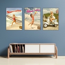 Avrupa Güzelleri Tasarımlı Retro 20 X 28 Cm Mdf Duvar Dekorasyon Posteri